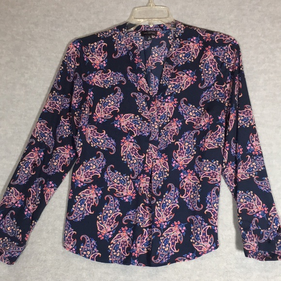 THE LIMITED Classic Paisley Print Easy Care Poly Fabric Navy w/Shades of Pink - Picture 1 of 16